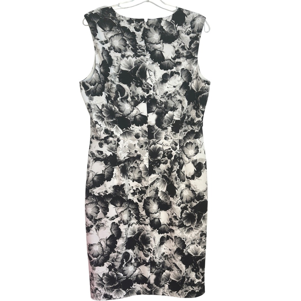 White House Black Market Sheath Dress Scuba White Black Floral Cocktail Party 14 - Picture 2 of 7